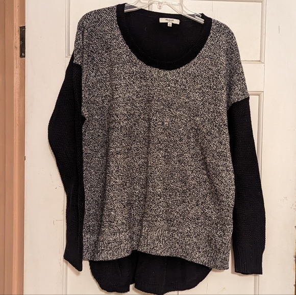 Madewell Chronicle Texture Pullover Sweater Black and Grey Colorblock Size L - Picture 2 of 14